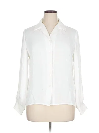 Pre-owned Talbots Long Sleeve Blouse In White