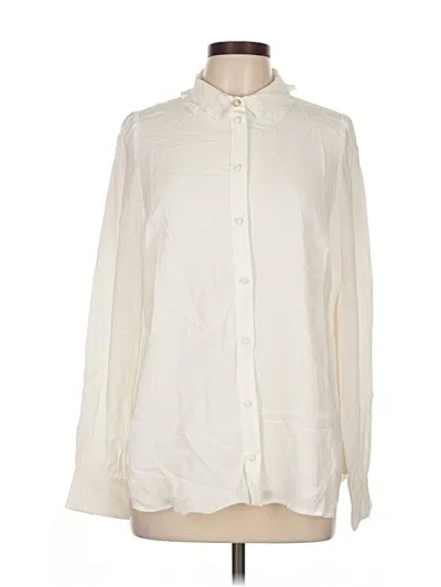 Pre-owned Talbots Long Sleeve Blouse In White