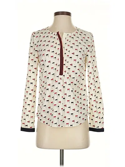 Pre-owned Talbots Long Sleeve Blouse In White