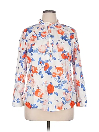 Pre-owned Talbots Long Sleeve Blouse In White