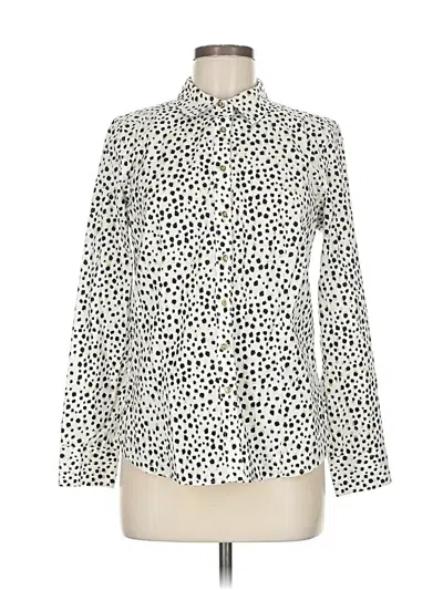 Pre-owned Talbots Long Sleeve Blouse In White