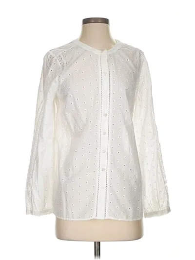 Pre-owned Talbots Long Sleeve Blouse In White