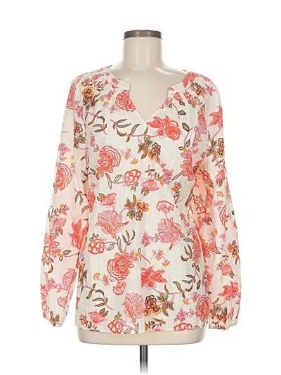 Pre-owned Talbots Long Sleeve Blouse In White