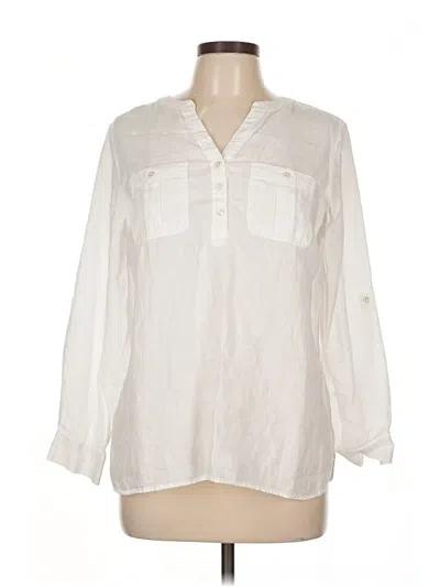 Pre-owned Talbots Long Sleeve Blouse In White