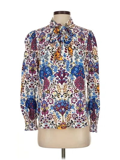 Pre-owned Talbots Long Sleeve Blouse In White