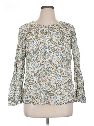 Pre-owned Talbots Long Sleeve Blouse In White