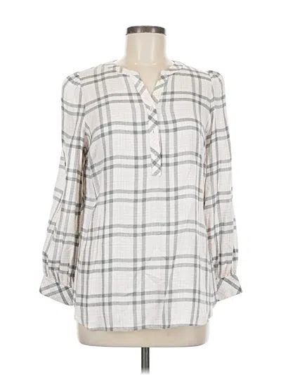 Pre-owned Talbots Long Sleeve Blouse In White