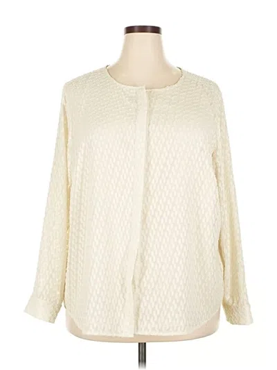 Pre-owned Talbots Long Sleeve Blouse In White