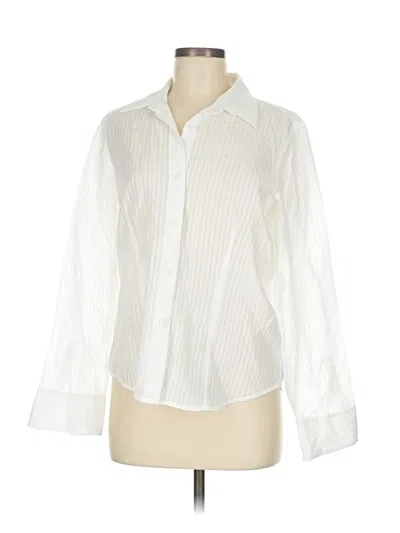 Pre-owned Talbots Long Sleeve Blouse In White