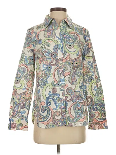 Pre-owned Talbots Long Sleeve Blouse In White