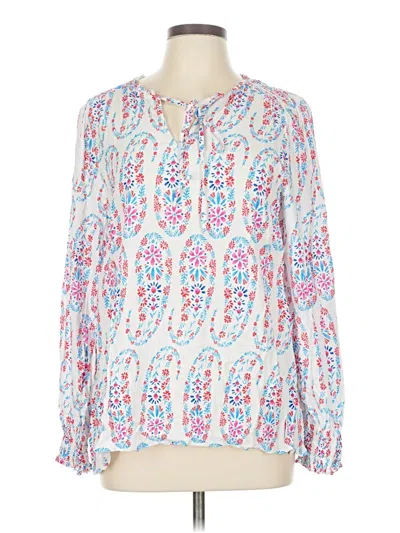 Pre-owned Talbots Long Sleeve Blouse In White