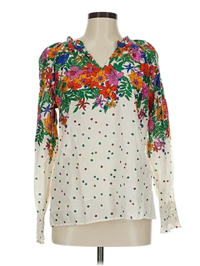 Pre-owned Talbots Long Sleeve Blouse In White