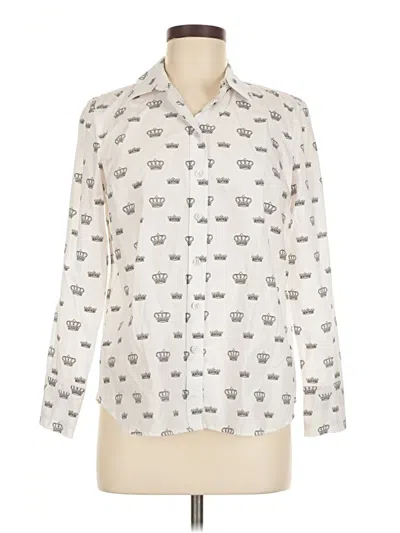 Pre-owned Talbots Long Sleeve Blouse In White