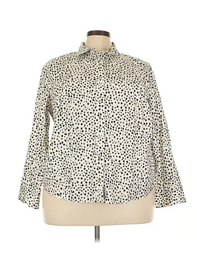 Pre-owned Talbots Long Sleeve Blouse In White