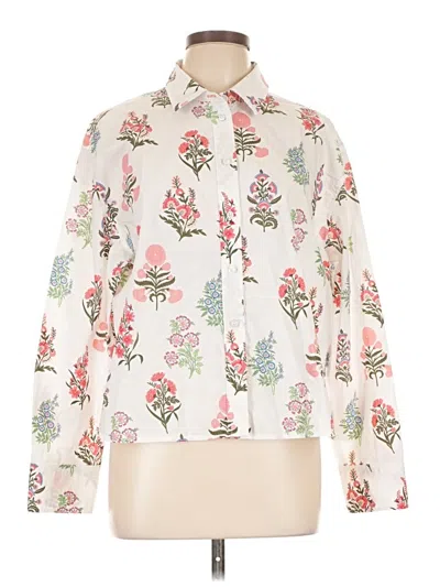 Pre-owned Talbots Long Sleeve Blouse In White