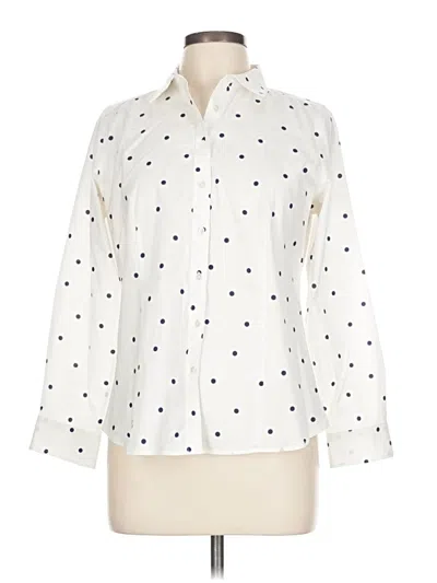 Pre-owned Talbots Long Sleeve Blouse In White