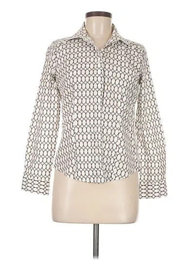 Pre-owned Talbots Long Sleeve Blouse In White