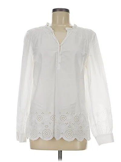 Pre-owned Talbots Long Sleeve Blouse In White