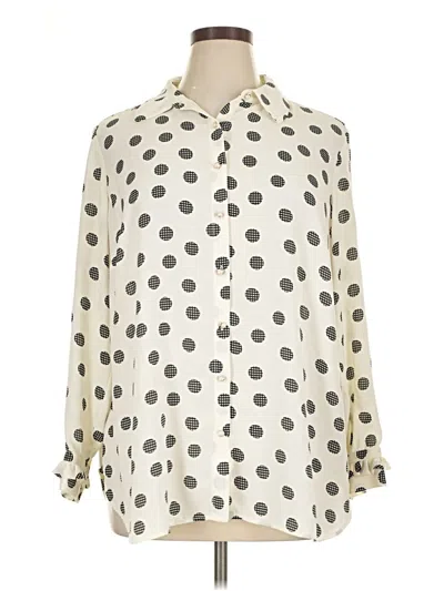 Pre-owned Talbots Long Sleeve Blouse In White
