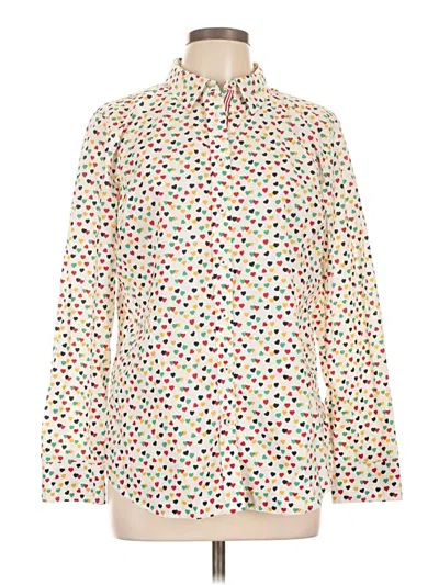 Pre-owned Talbots Long Sleeve Blouse In White