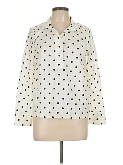 Pre-owned Talbots Long Sleeve Blouse In White