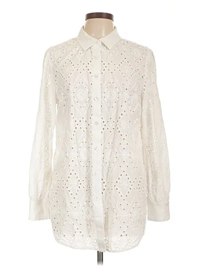Pre-owned Talbots Long Sleeve Blouse In White