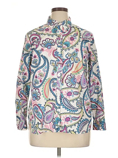 Pre-owned Talbots Long Sleeve Blouse In White