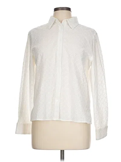 Pre-owned Talbots Long Sleeve Blouse In White