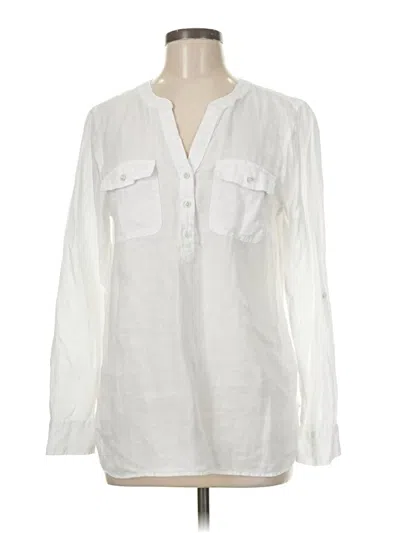 Pre-owned Talbots Long Sleeve Blouse In White