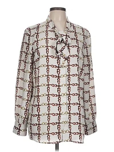 Pre-owned Talbots Long Sleeve Blouse In White