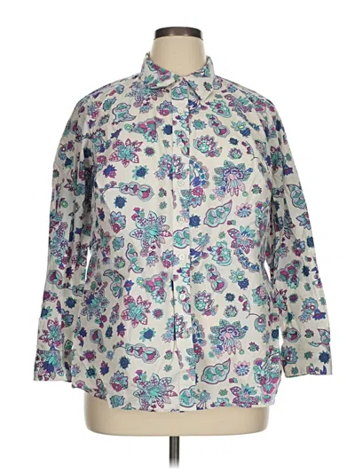 Pre-owned Talbots Long Sleeve Blouse In White