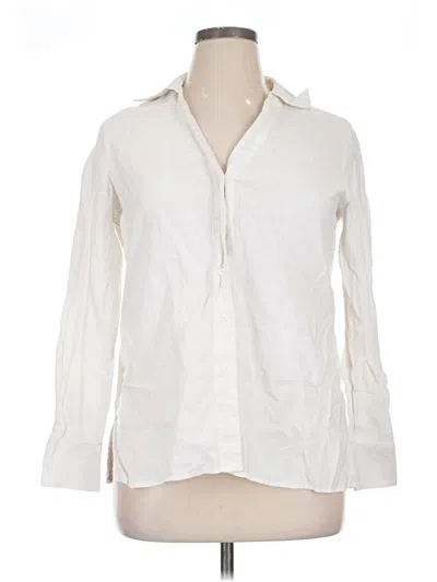 Pre-owned Talbots Long Sleeve Blouse In White