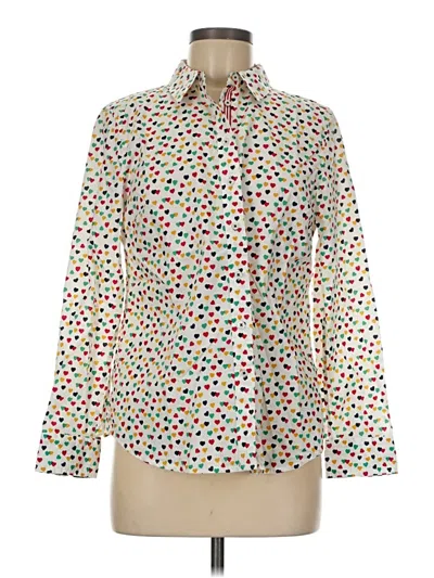 Pre-owned Talbots Long Sleeve Blouse In White