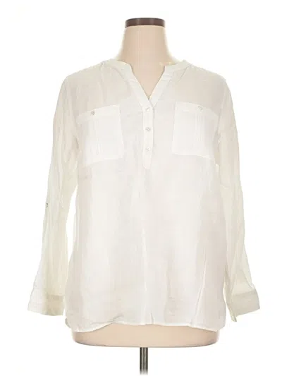 Pre-owned Talbots Long Sleeve Blouse In White