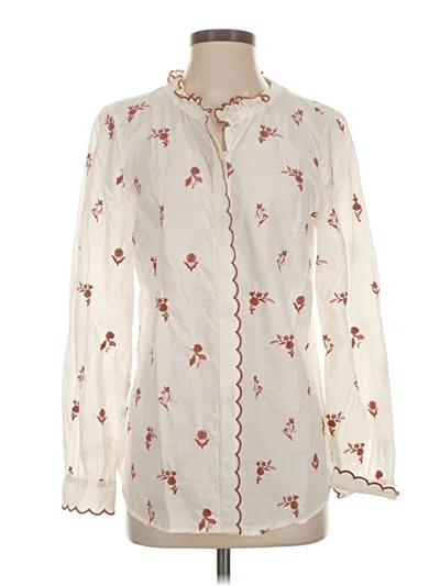 Pre-owned Talbots Long Sleeve Blouse In White