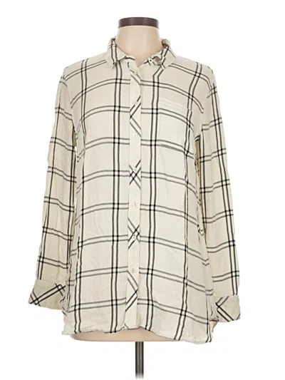 Pre-owned Talbots Long Sleeve Blouse In White