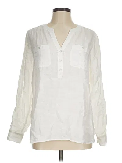 Pre-owned Talbots Long Sleeve Blouse In White