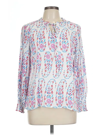 Pre-owned Talbots Long Sleeve Blouse In White