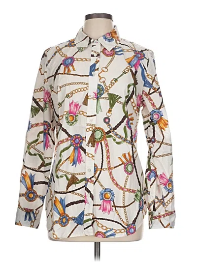 Pre-owned Talbots Long Sleeve Blouse In White