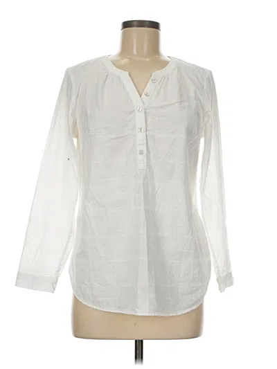 Pre-owned Talbots Long Sleeve Blouse In White