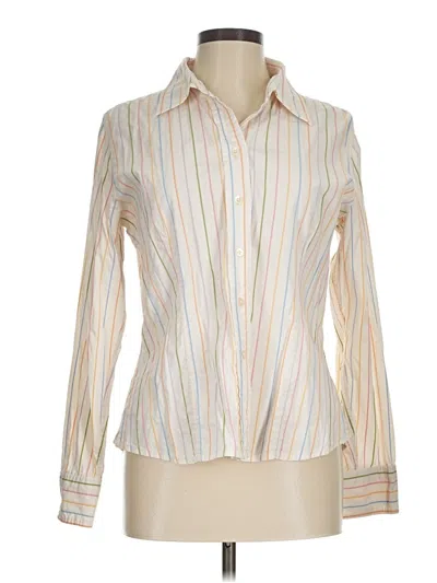 Pre-owned Talbots Long Sleeve Blouse In White