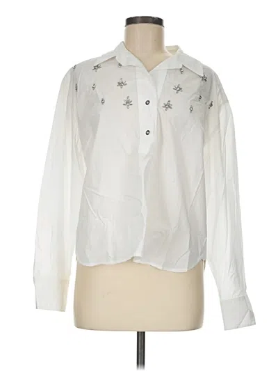 Pre-owned Talbots Long Sleeve Blouse In White