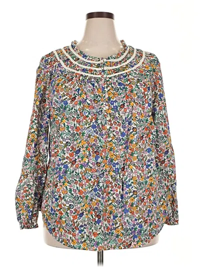 Pre-owned Talbots Long Sleeve Blouse In White