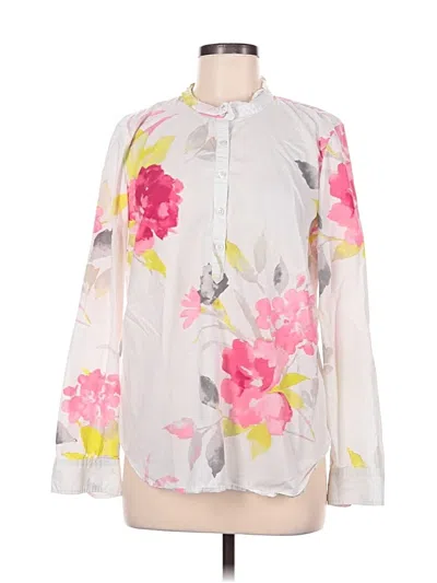 Pre-owned Talbots Long Sleeve Blouse In White