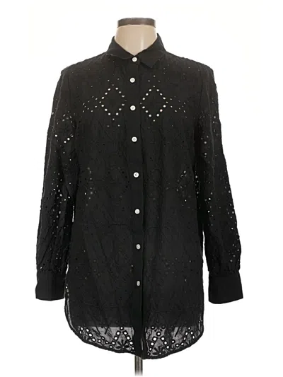 Pre-owned Talbots Long Sleeve Button Down Shirt In Black