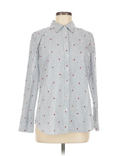 Pre-owned Talbots Long Sleeve Button Down Shirt In Blue