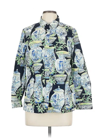 Pre-owned Talbots Long Sleeve Button Down Shirt In Blue