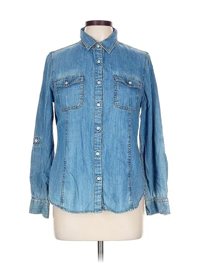 Pre-owned Talbots Long Sleeve Button Down Shirt In Blue