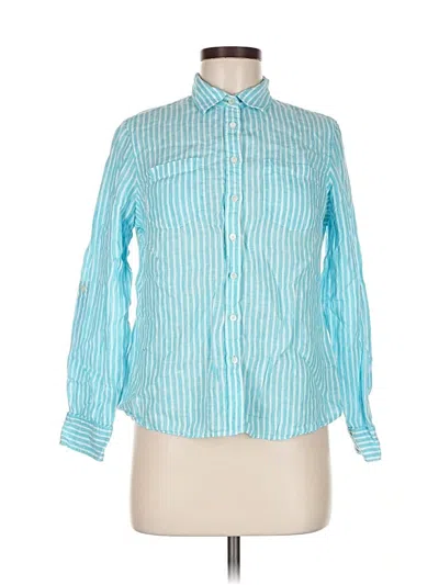 Pre-owned Talbots Long Sleeve Button Down Shirt In Blue