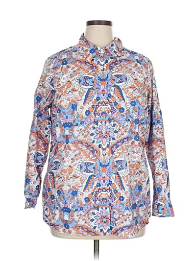 Pre-owned Talbots Long Sleeve Button Down Shirt In Blue